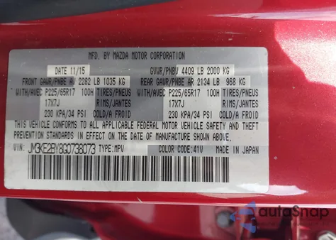 2016 Mazda Cx-5 Sport from USA, damaged, VIN JM3KE2BY8G0738073